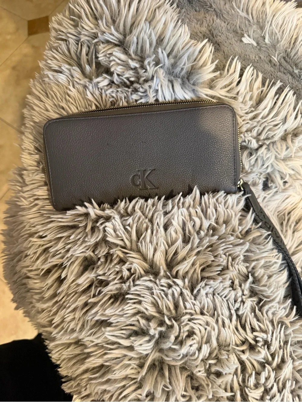 Calvin Klein Black Zip Wallet with Embossed cK